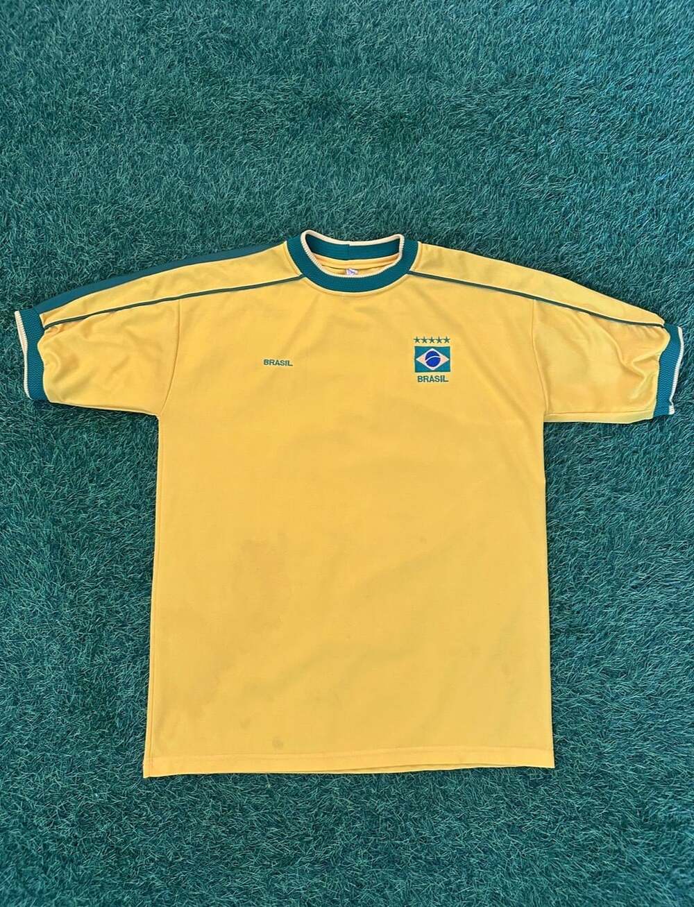 Brasil Soccer Jersey Yellow Green Short Sleeve